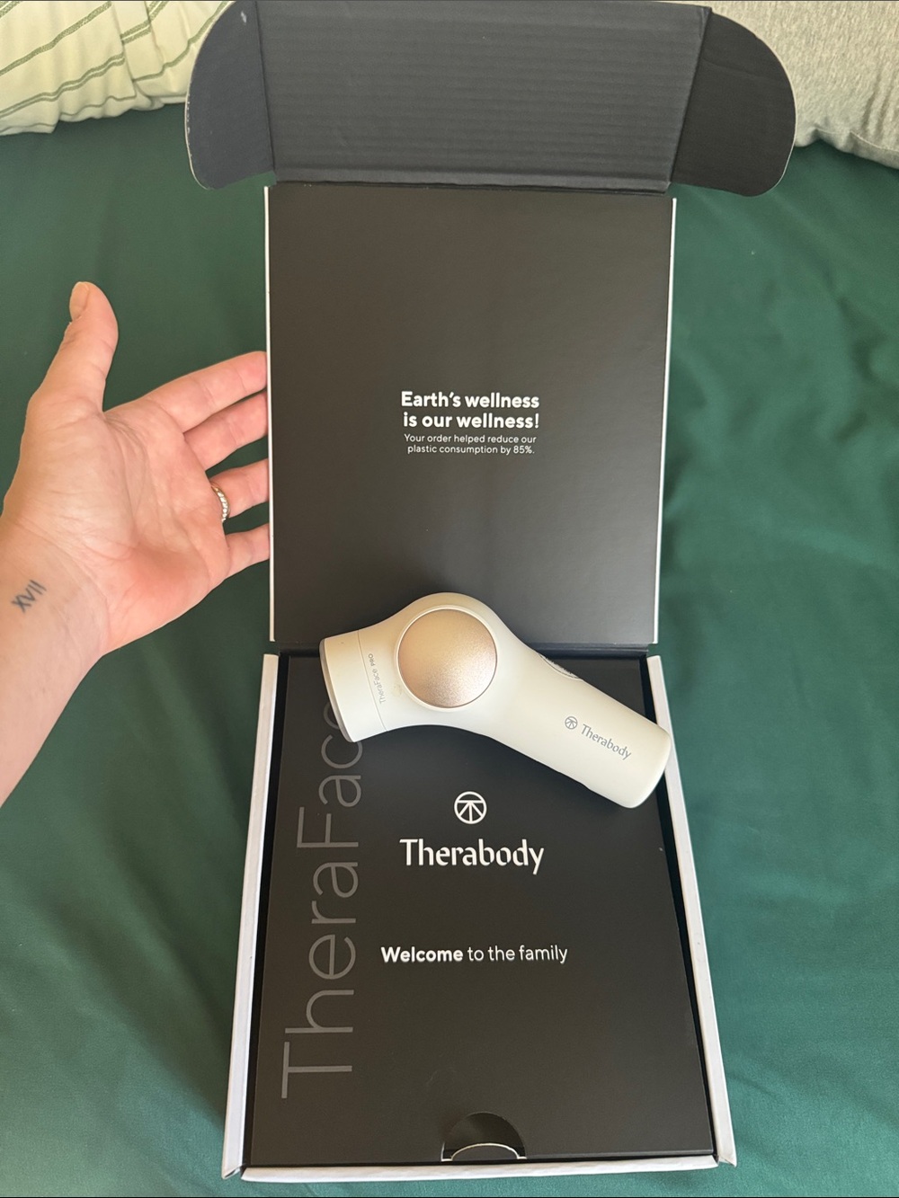 TheraFace PRO Mini Facial Massager — Cream and Gold Accents